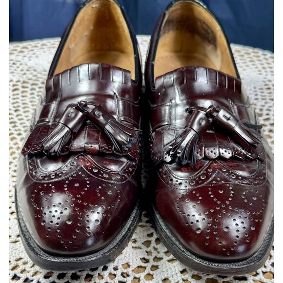JOHNSTON & MURPHY Tassel Burgundy Sz 9 M Men Leather Slip-On Dress Loafers 3152 - Picture 3 of 15